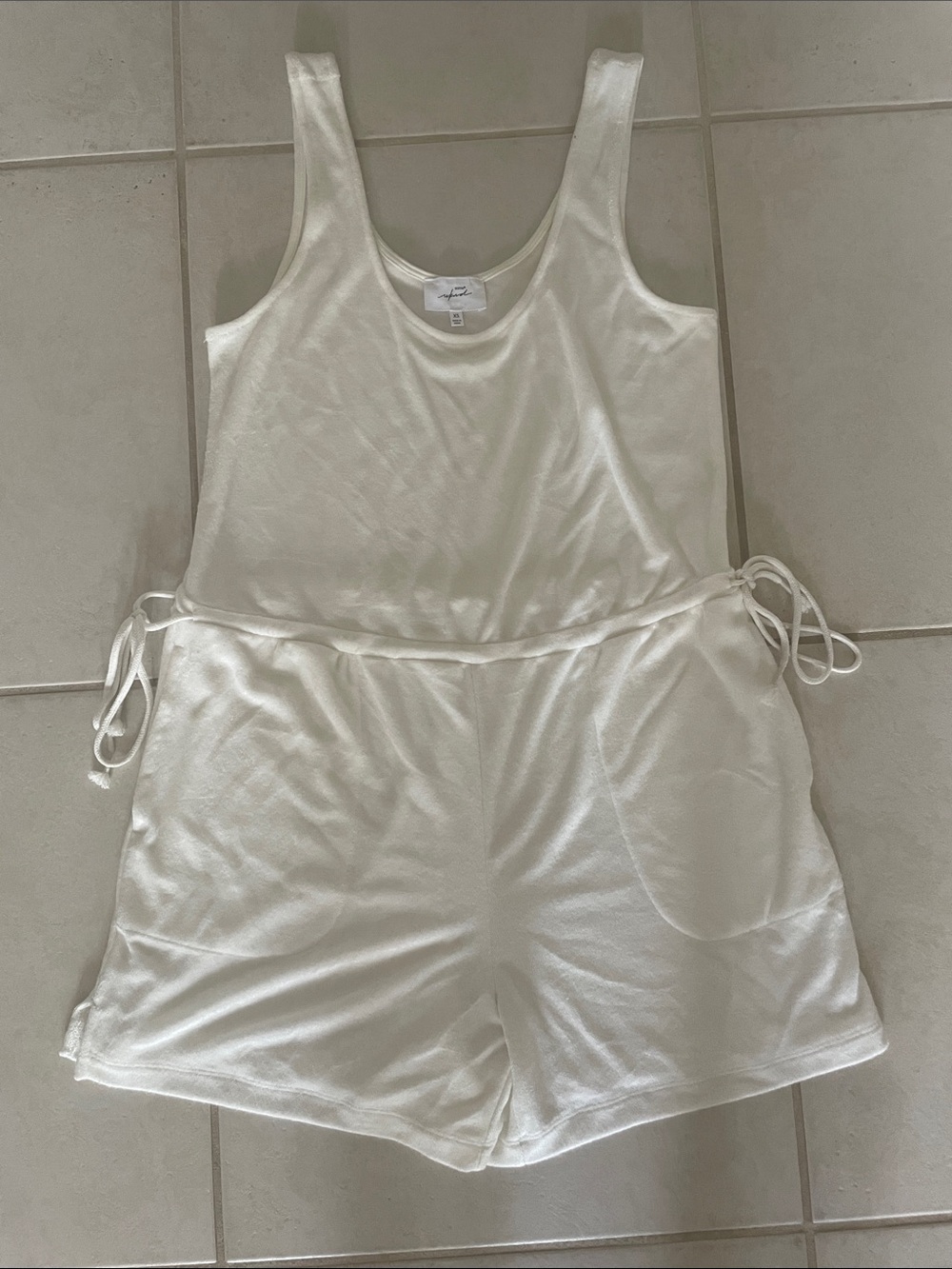 Soma Cream Tank Romper with Side Ties